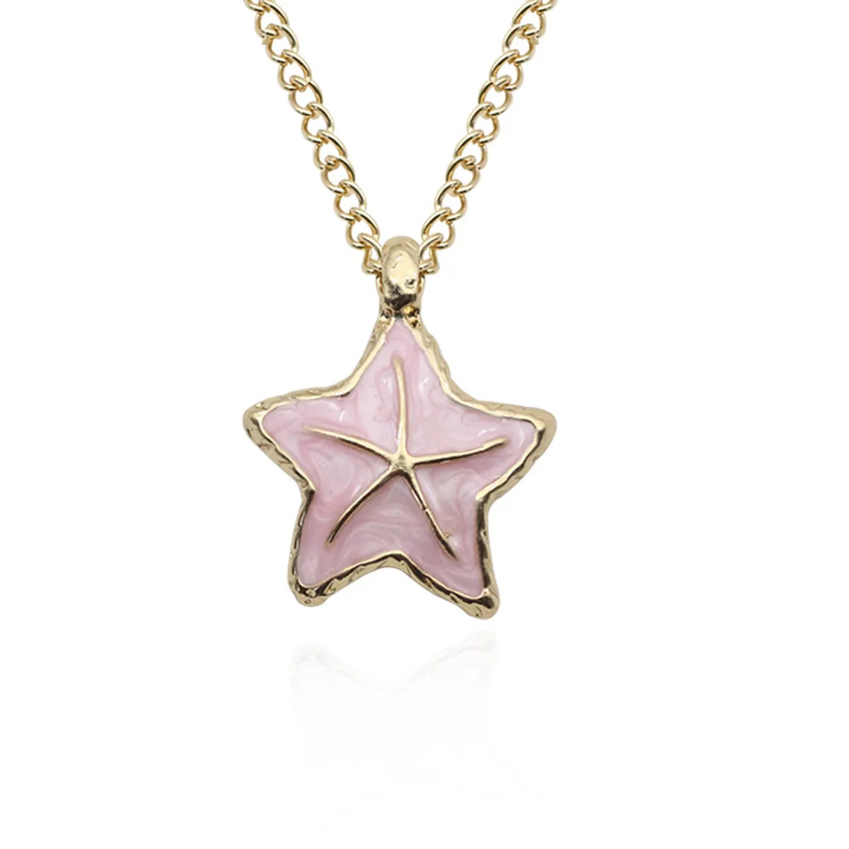 Marine Style Starfish Shell Alloy Enamel Women'S Pendant Necklace