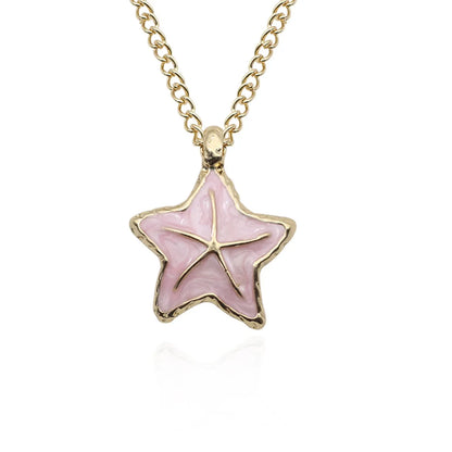 Marine Style Starfish Shell Alloy Enamel Women'S Pendant Necklace