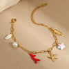Marine Vacation Coral Starfish Pendant Bracelet Stainless Steel 18K Gold Plated Geometric Style Hand Jewelry For Women