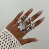 Marine Wind Conch Shell Ring Metal Flower Geometric Electroplated For Women