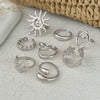 Marine Wind Conch Shell Ring Metal Flower Geometric Electroplated For Women