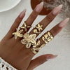 Marine Wind Conch Shell Ring Metal Flower Geometric Electroplated For Women