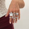 Marine Wind Conch Shell Ring Metal Flower Geometric Electroplated For Women