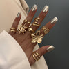 Marine Wind Conch Shell Ring Metal Flower Geometric Electroplated For Women