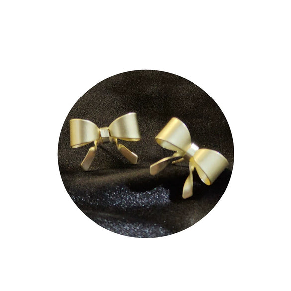 Matte Copper Bow Earrings For Women Simple Sweet Electroplated Bow Stud Earrings With Minimal Texture