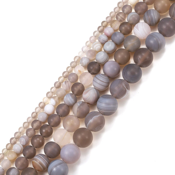 Matte Gray Line Agate Loose Beads For Jewelry Accessories Grinding And Polishing