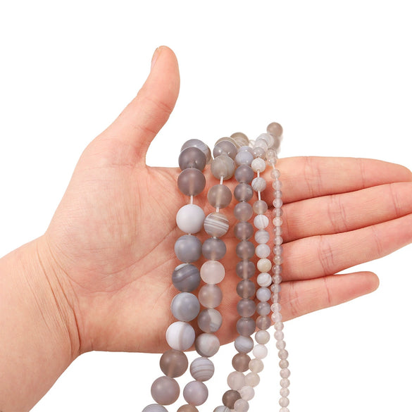 Matte Gray Line Agate Loose Beads For Jewelry Accessories Grinding And Polishing