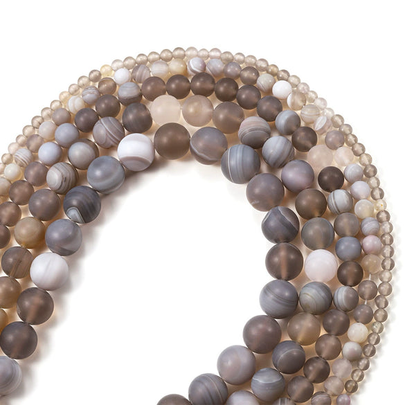 Matte Gray Line Agate Loose Beads For Jewelry Accessories Grinding And Polishing