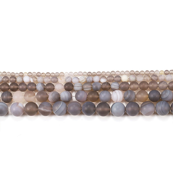 Matte Gray Line Agate Loose Beads For Jewelry Accessories Grinding And Polishing