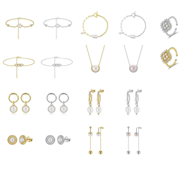 May New Freshwater Pearl S925 Sterling Silver Elegant Long Ear Line Earrings With 5A Eight Heart Eight Arrows Zircon Electroplated