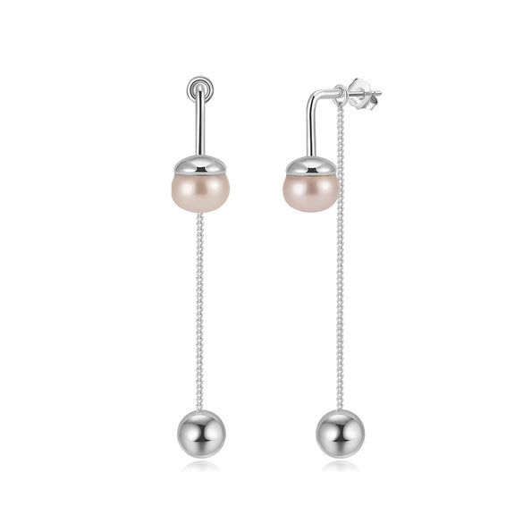 May New Freshwater Pearl S925 Sterling Silver Elegant Long Ear Line Earrings With 5A Eight Heart Eight Arrows Zircon Electroplated