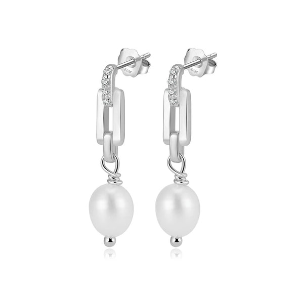 May New Freshwater Pearl S925 Sterling Silver Elegant Long Ear Line Earrings With 5A Eight Heart Eight Arrows Zircon Electroplated