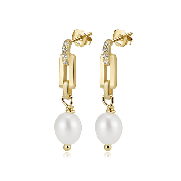 May New Freshwater Pearl S925 Sterling Silver Elegant Long Ear Line Earrings With 5A Eight Heart Eight Arrows Zircon Electroplated