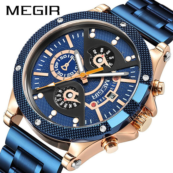 Mechanical Sports Men's Watch With Alloy Case Round Dial And Stainless Steel Strap