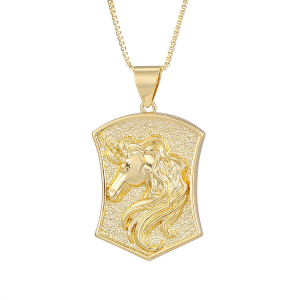 Medal Pendant Necklace Copper Plated Real Gold Cartoon Character Style
