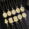 Medal Pendant Necklace Copper Plated Real Gold Cartoon Character Style