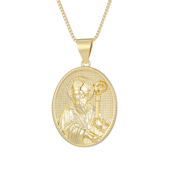 Medal Pendant Necklace Copper Plated Real Gold Cartoon Character Style