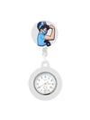 Medical Pocket Watch Alloy Case Silicone Strap Stainless Steel Buckle Round Dial Cartoon Style