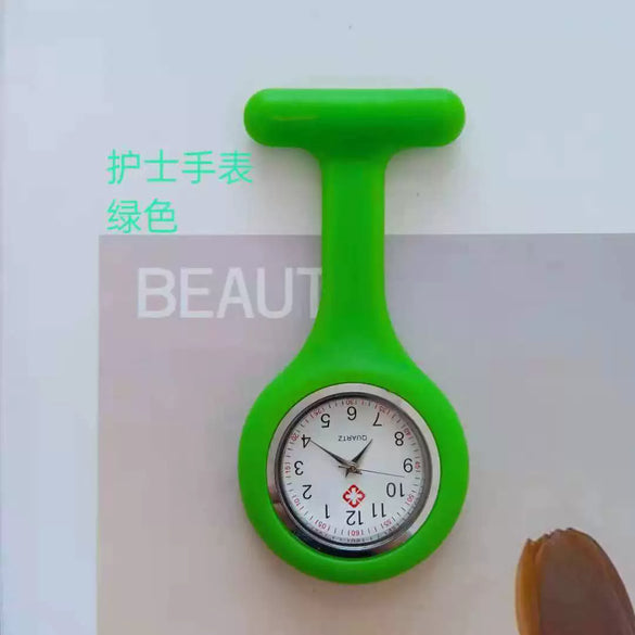 Medical Watch Plastic Case Stainless Steel Buckle Silicone Strap Round Dial Casual Style Tshaped