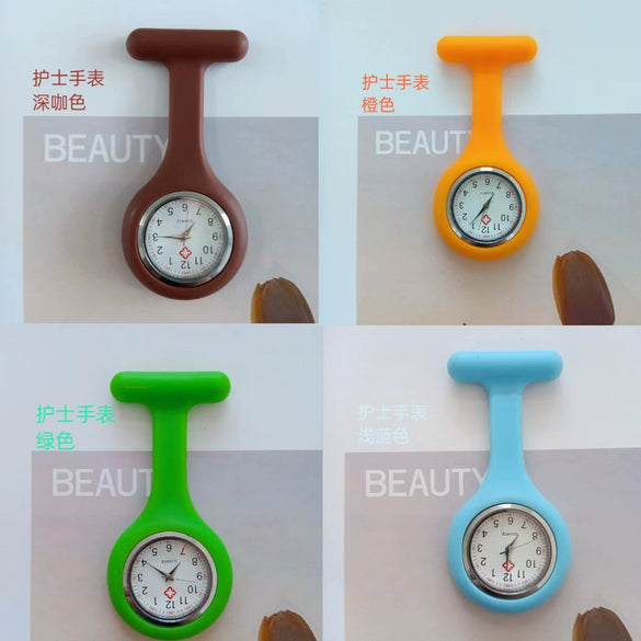 Medical Watch Plastic Case Stainless Steel Buckle Silicone Strap Round Dial Casual Style Tshaped