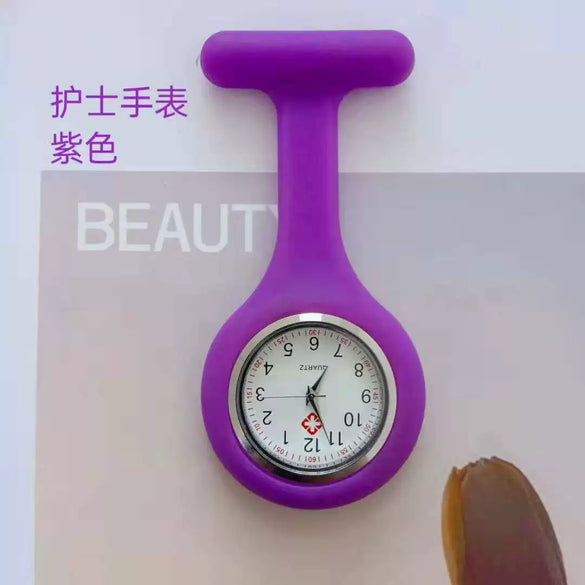 Medical Watch Plastic Case Stainless Steel Buckle Silicone Strap Round Dial Casual Style Tshaped