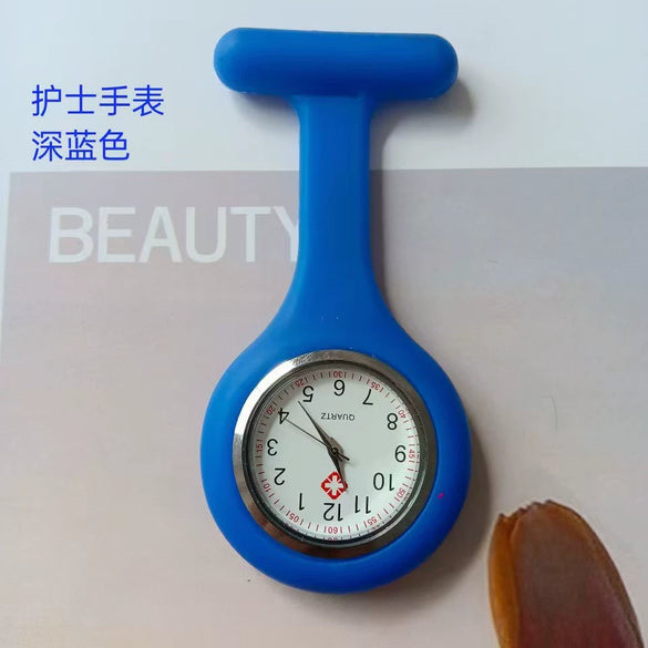 Medical Watch Plastic Case Stainless Steel Buckle Silicone Strap Round Dial Casual Style Tshaped
