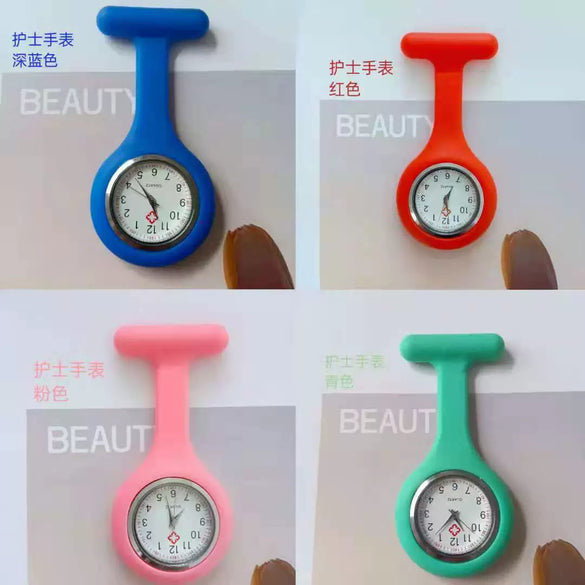 Medical Watch Plastic Case Stainless Steel Buckle Silicone Strap Round Dial Casual Style Tshaped
