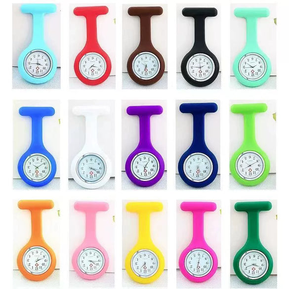 Medical Watch Plastic Case Stainless Steel Buckle Silicone Strap Round Dial Casual Style Tshaped