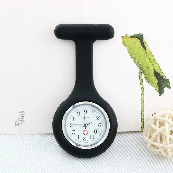 Medical Watch Plastic Case Stainless Steel Buckle Silicone Strap Round Dial Casual Style Tshaped