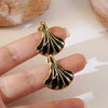 Medieval Style Geometric Fanshaped Stainless Steel Electroplated Earrings