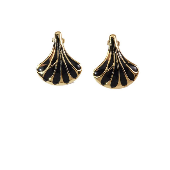 Medieval Style Geometric Fanshaped Stainless Steel Electroplated Earrings