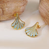 Medieval Style Geometric Fanshaped Stainless Steel Electroplated Earrings