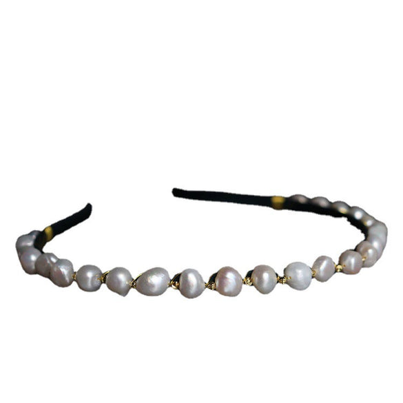 Medieval Style Natural Freshwater Baroque Pearl Headband With Retro Temperament Green Design