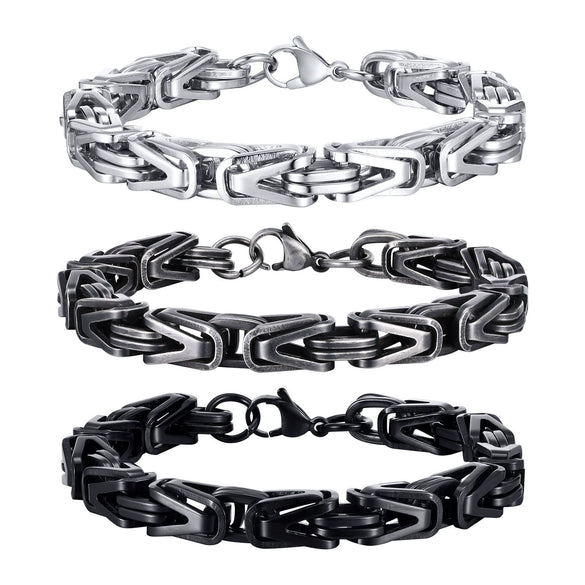 Men Hip Hop Stainless Steel Vshaped Electroplated Chain Bracelet Vintage Fashion