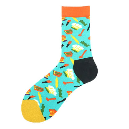 Men'S Casual Geometric Cotton Crew Socks A Pair