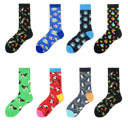 Men'S Casual Geometric Cotton Crew Socks A Pair