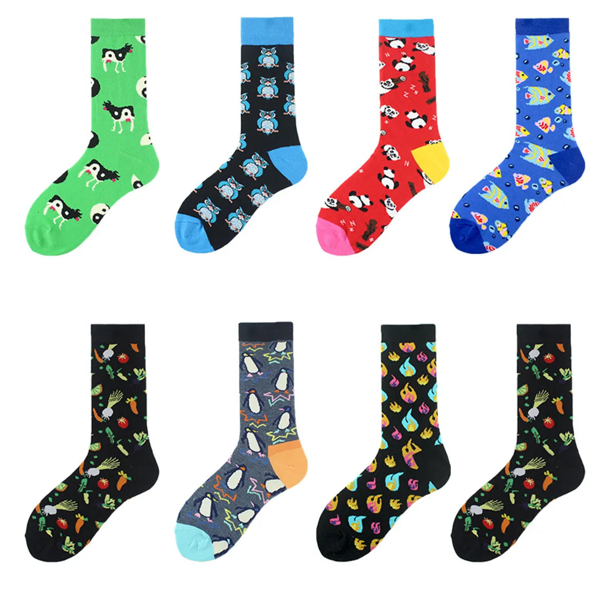 Men'S Casual Geometric Cotton Crew Socks A Pair