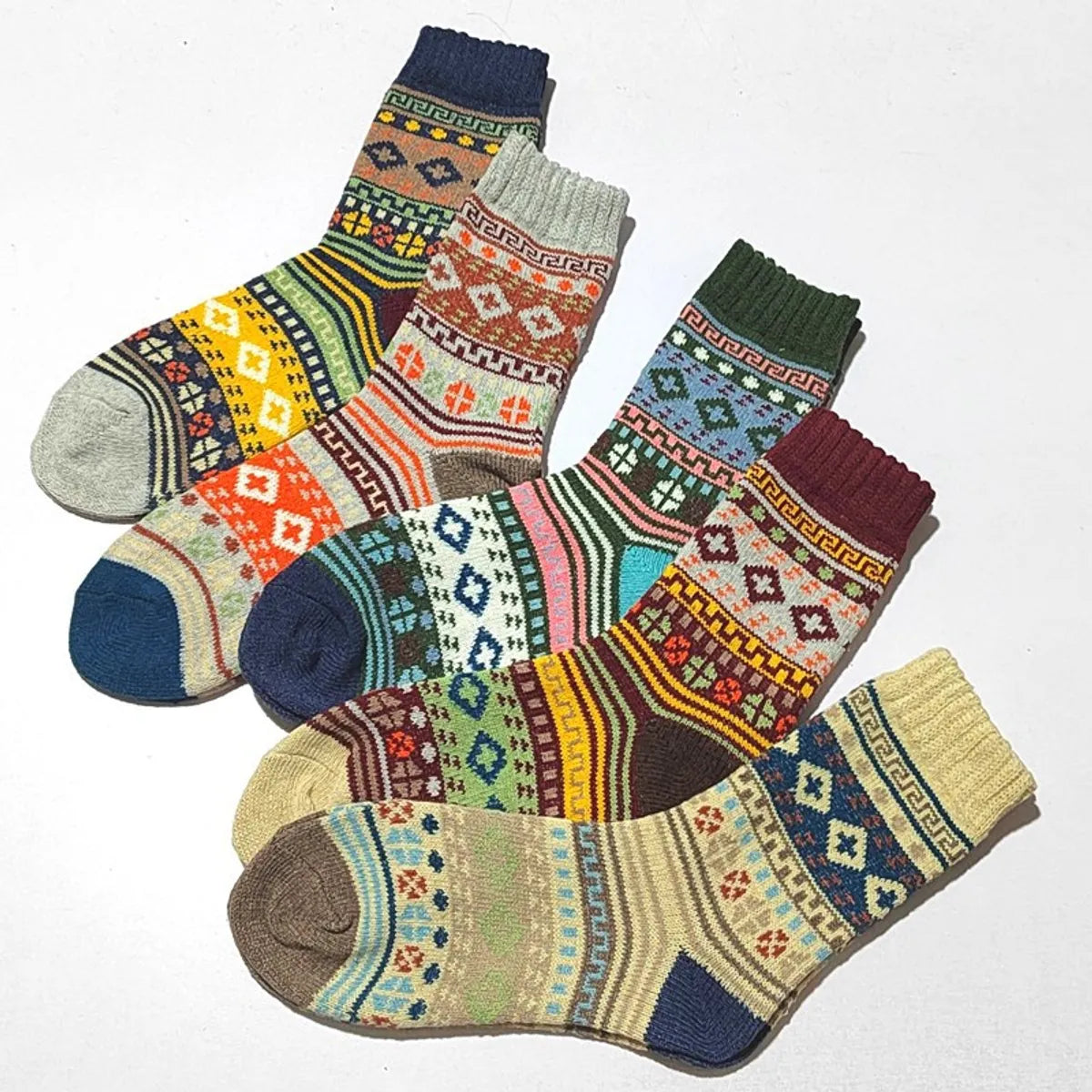 Men'S Fashion Printing Wool Crew Socks