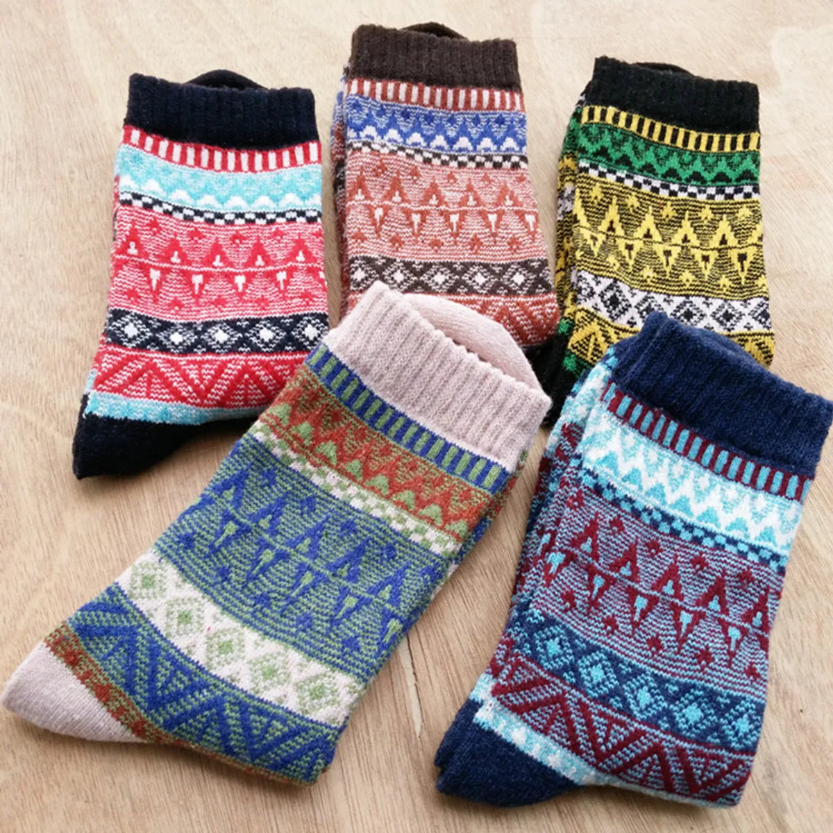 Men'S Fashion Printing Wool Crew Socks