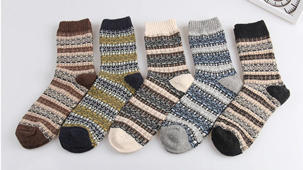 Men'S Fashion Printing Wool Crew Socks