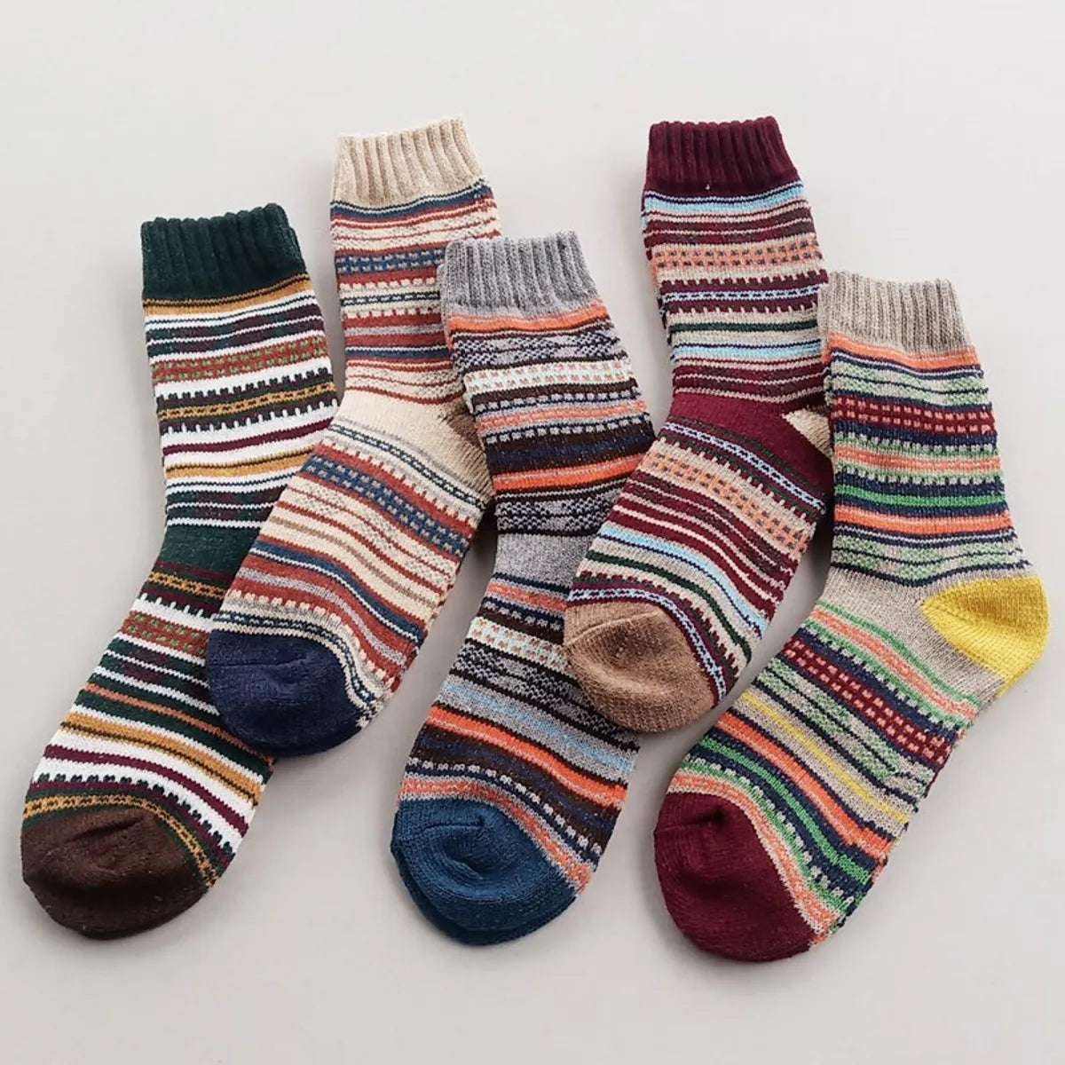 Men'S Fashion Printing Wool Crew Socks