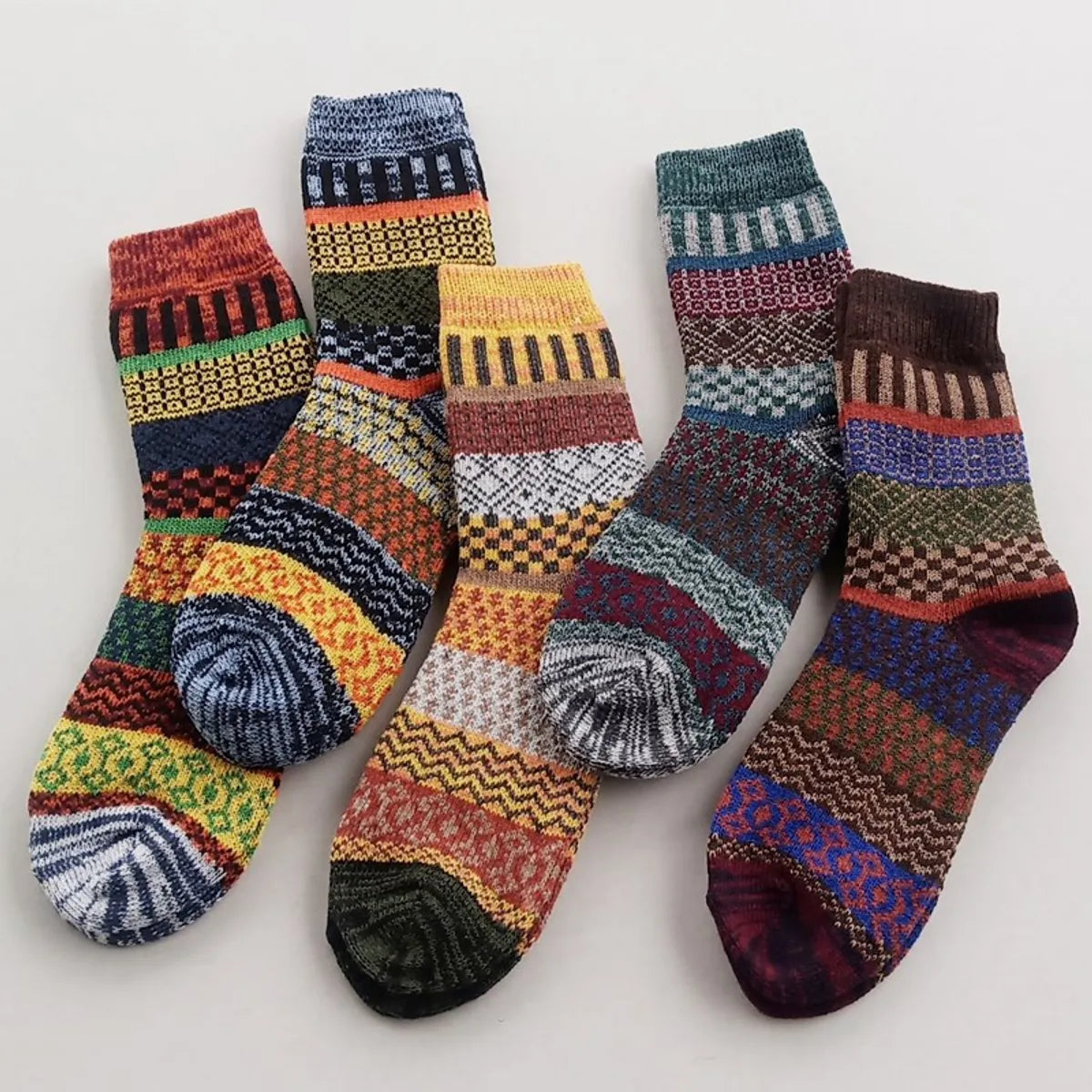 Men'S Fashion Printing Wool Crew Socks