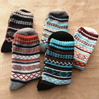 Men'S Fashion Printing Wool Crew Socks