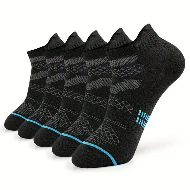 Men'S Fitness Simple Style Solid Color Ankle Socks 5 Pairs