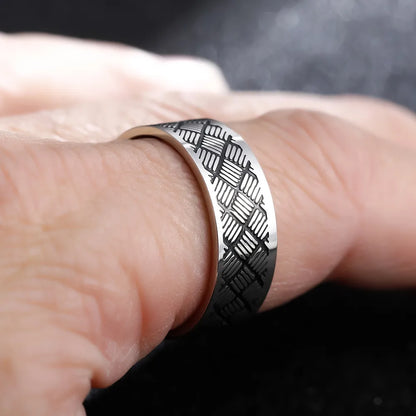 Men'S Retro Titanium Steel Carved Ring Wholesale