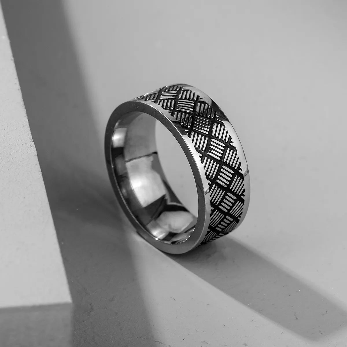 Men'S Retro Titanium Steel Carved Ring Wholesale