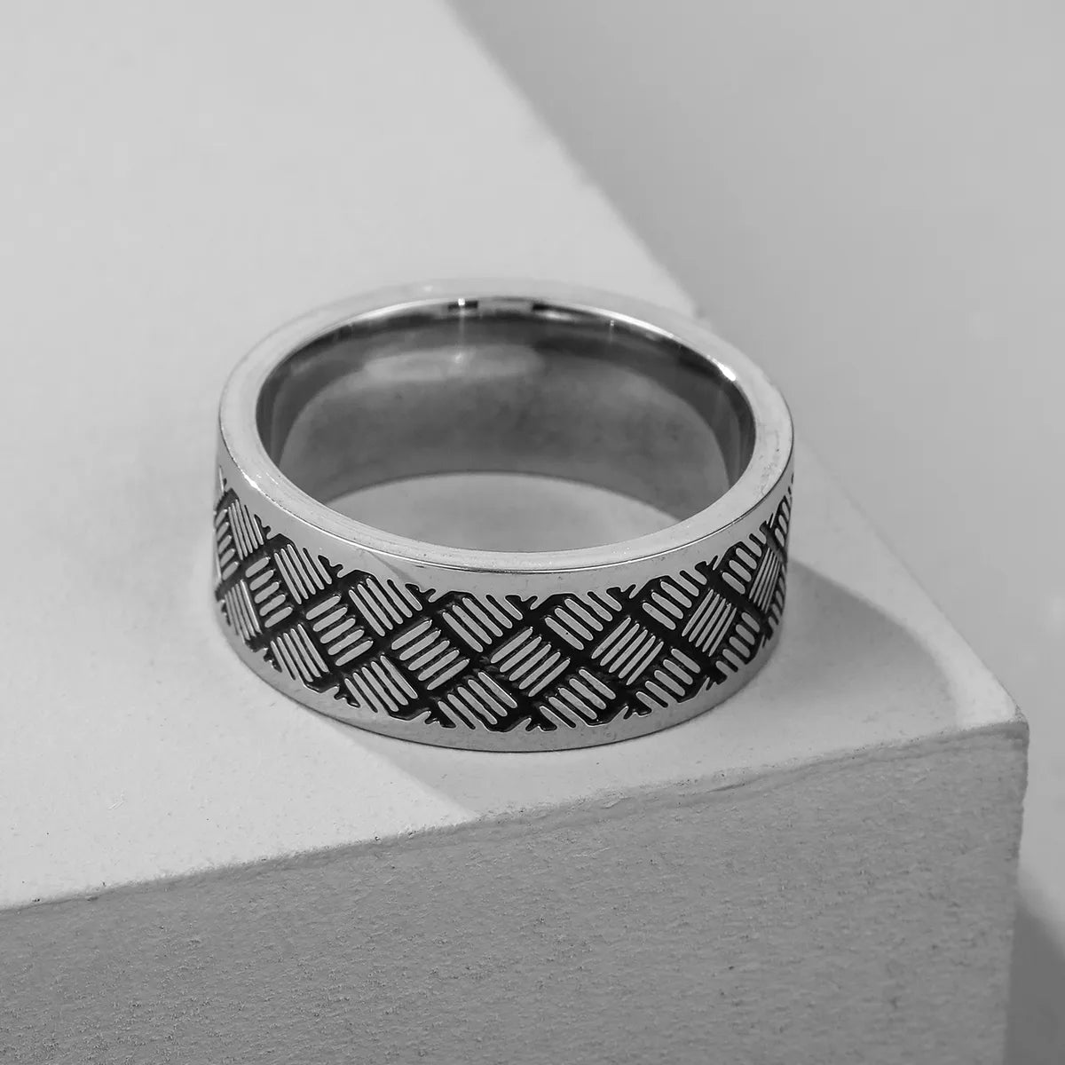 Men'S Retro Titanium Steel Carved Ring Wholesale