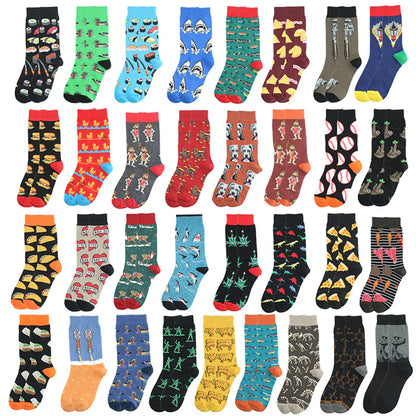 Men'S Simple Style Animal Cotton Printing Crew Socks A Pair