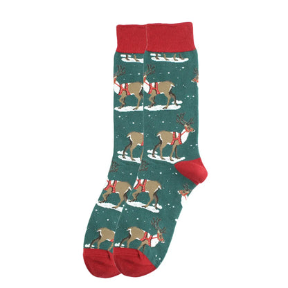 Men'S Simple Style Animal Cotton Printing Crew Socks A Pair