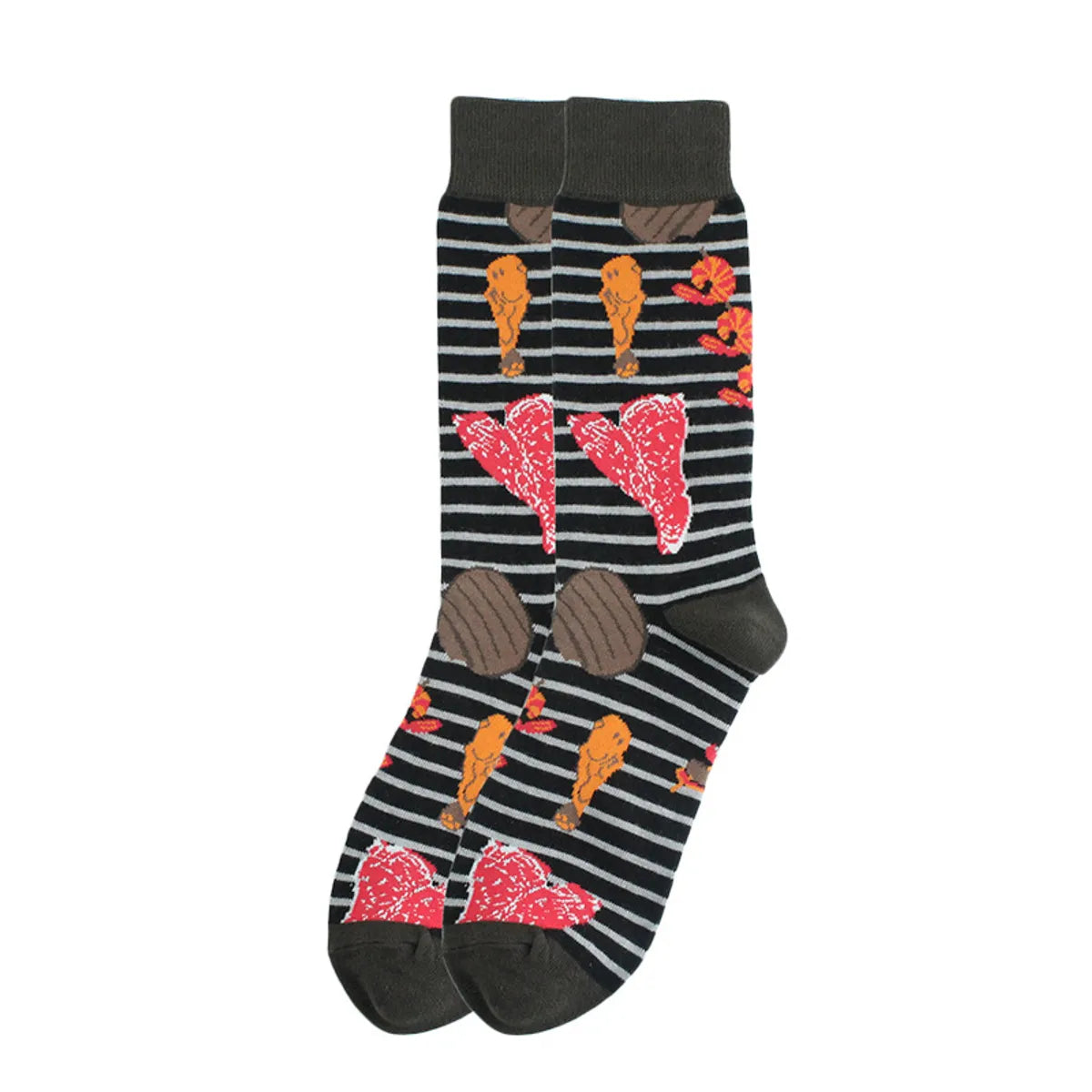 Men'S Simple Style Animal Cotton Printing Crew Socks A Pair